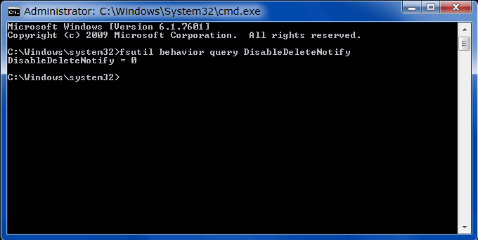 Verify TRIM is running via Command Prompt